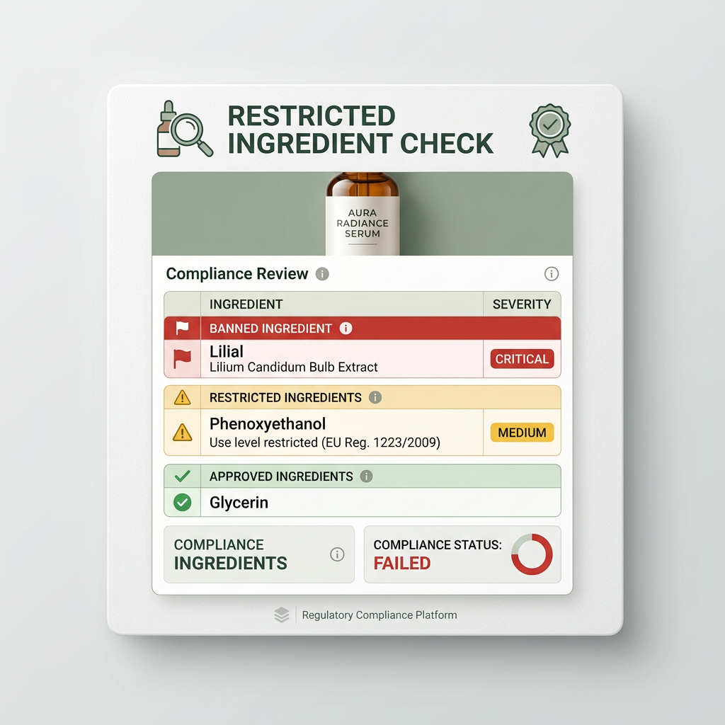 Restricted ingredient check feature visual