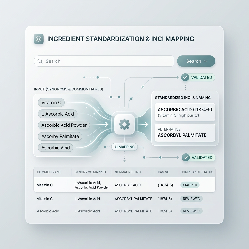 Ingredient standardization feature visual